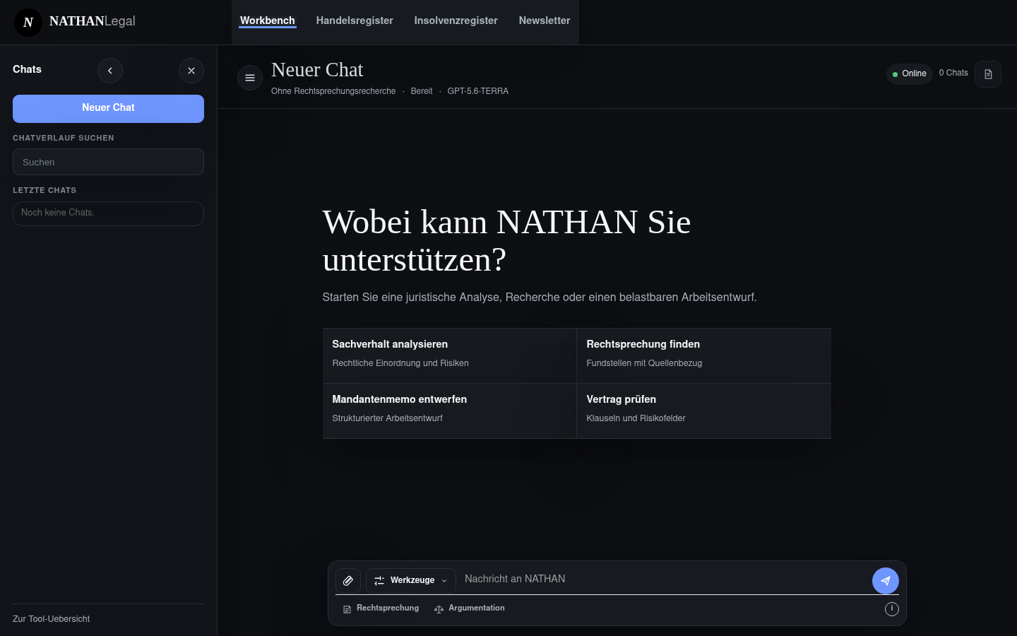 NATHAN Legal Workbench interface